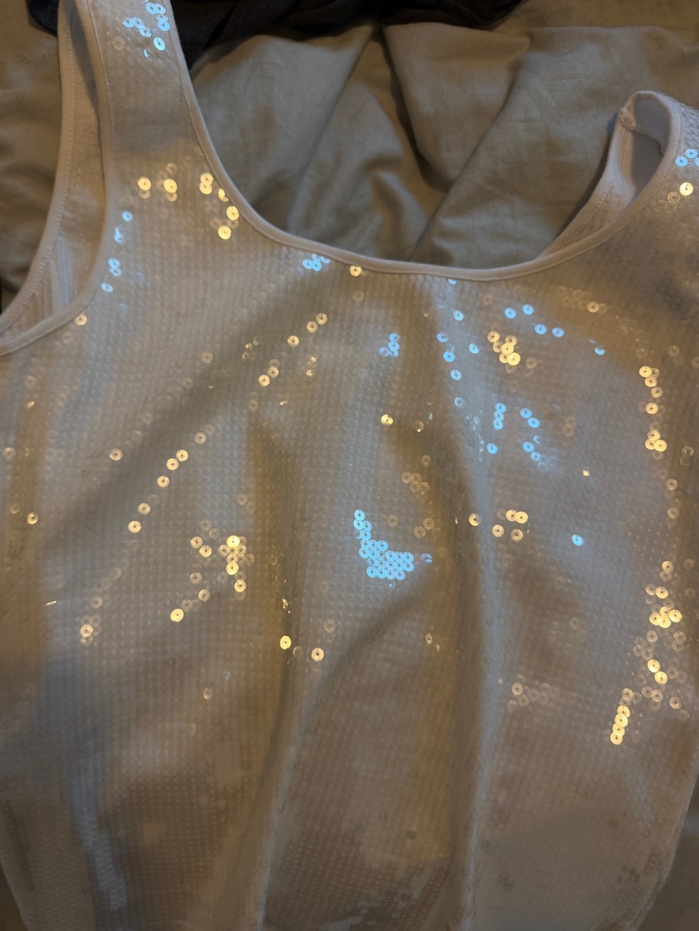 White Sequin Tank Top